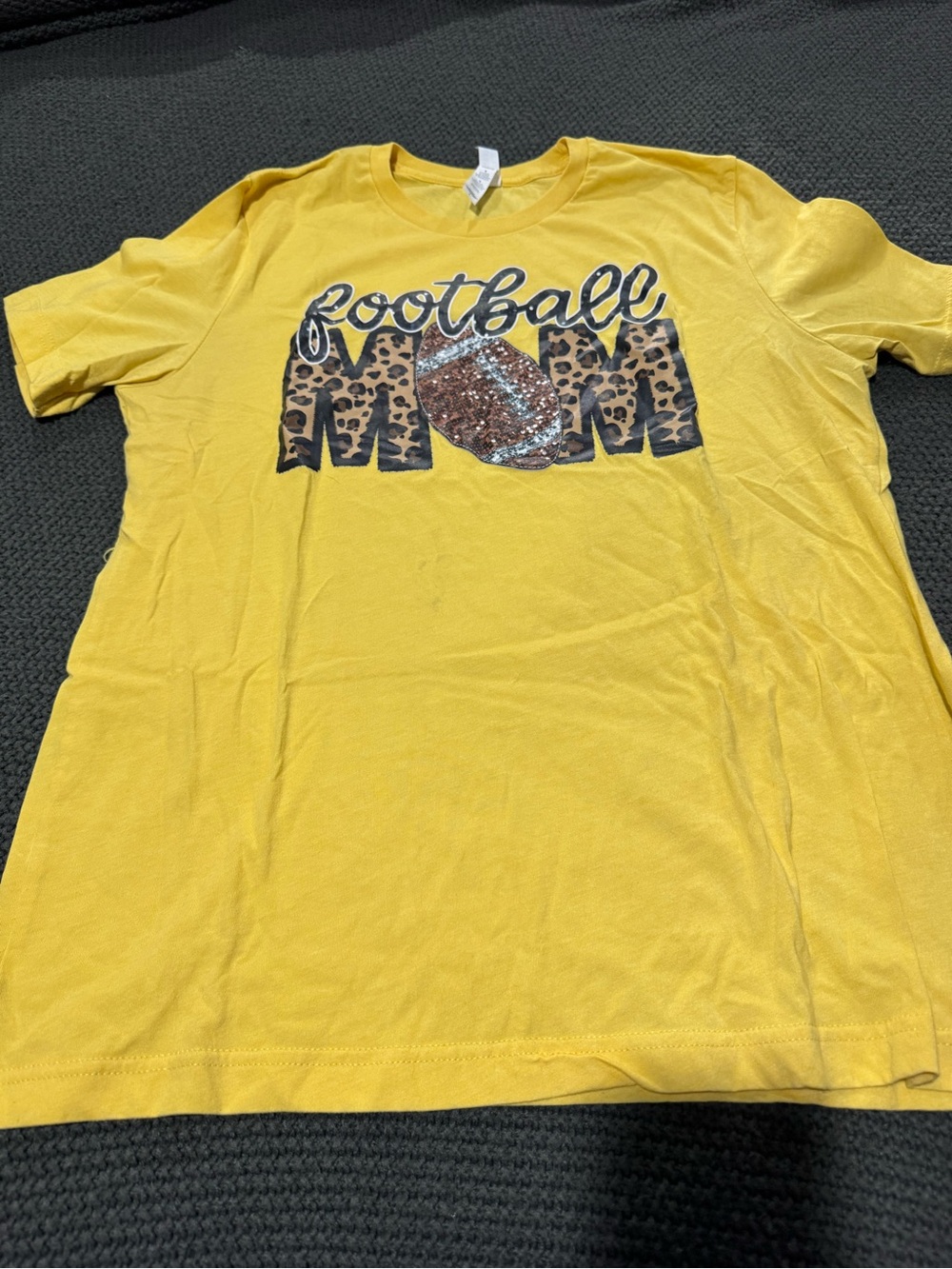 Bella Canvas Yellow "Football Mom" Leopard Print Tee